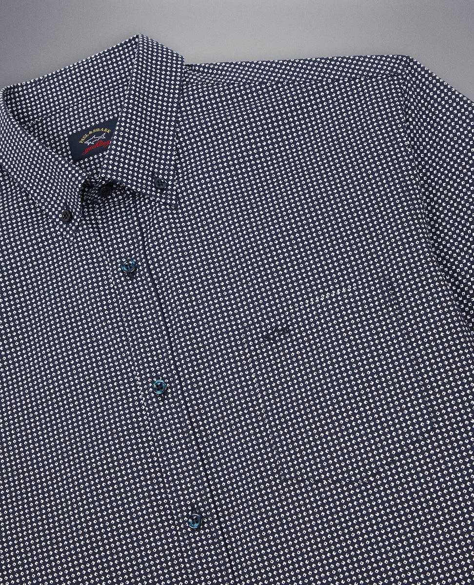 Paul & Shark - Chemise manches courtes à motifs de coton poplin - LE CAPITAINE D'A BORD