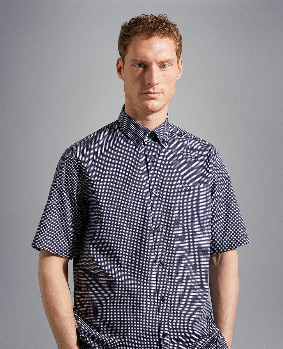 Paul & Shark - Chemise manches courtes à motifs de coton poplin - LE CAPITAINE D'A BORD