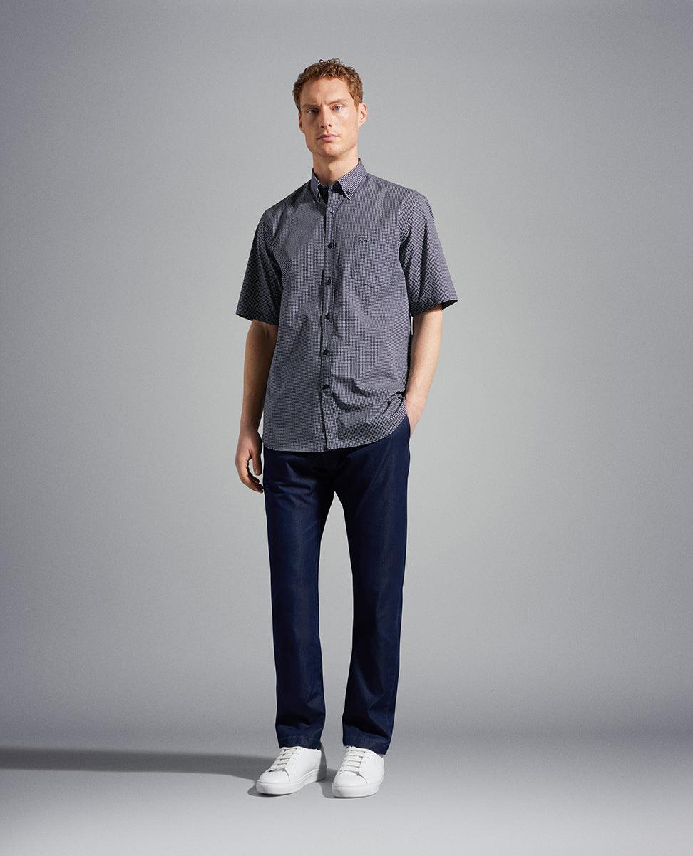 Paul & Shark - Chemise manches courtes à motifs de coton poplin - LE CAPITAINE D'A BORD