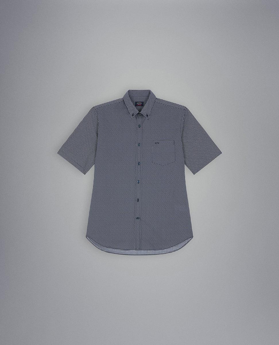 Paul & Shark - Chemise manches courtes à motifs de coton poplin - LE CAPITAINE D'A BORD