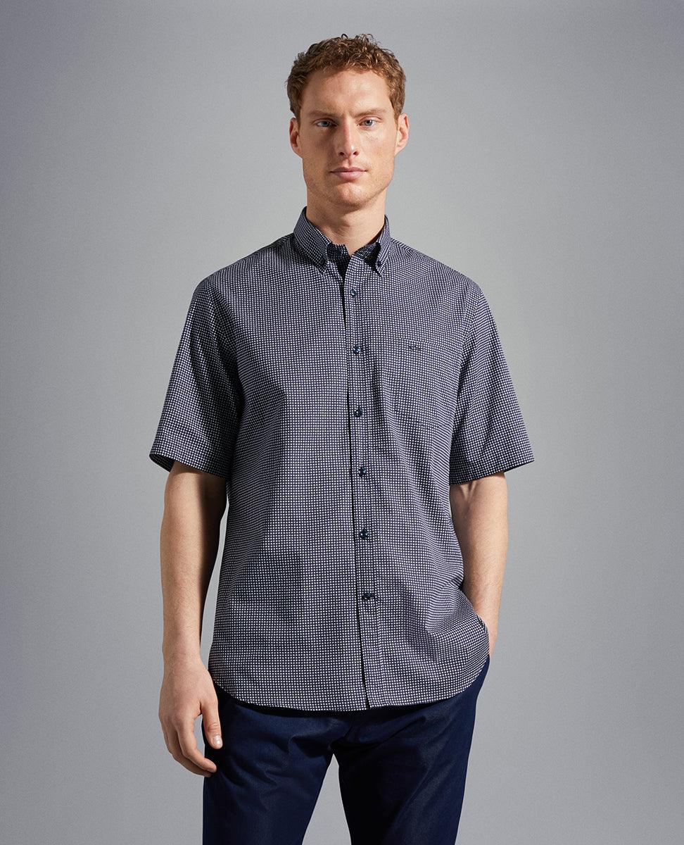 Paul & Shark - Chemise manches courtes à motifs de coton poplin - LE CAPITAINE D'A BORD