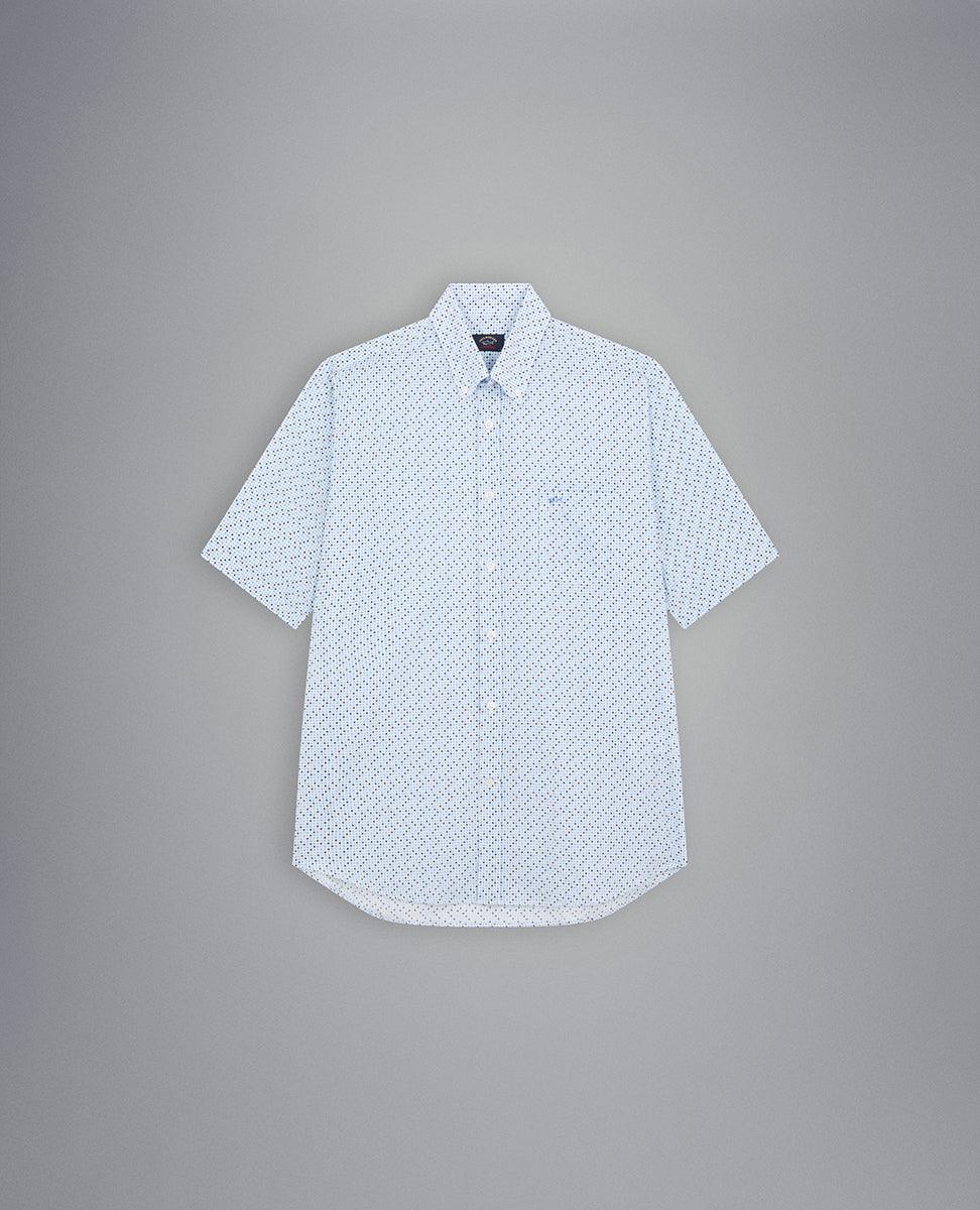 Paul & Shark - Chemise manches courtes à motifs de coton poplin - LE CAPITAINE D'A BORD