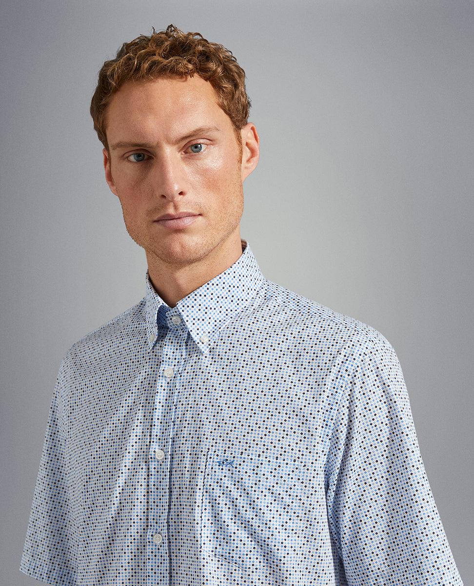 Paul & Shark - Chemise manches courtes à motifs de coton poplin - LE CAPITAINE D'A BORD