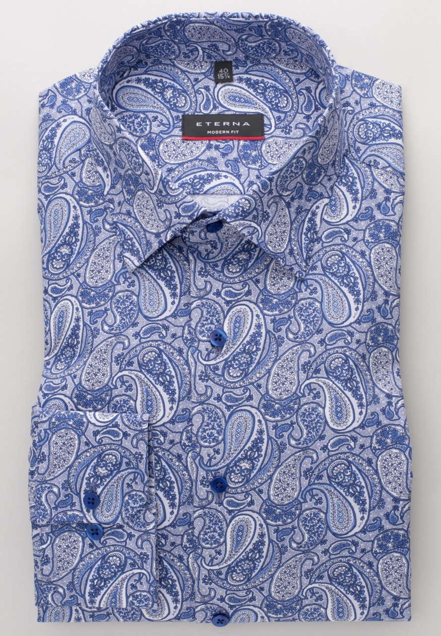 ETERNA - Chemise paisley manches longues Modern Fit - Coupe Finale