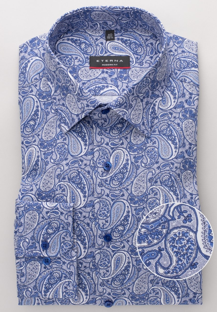 ETERNA - Chemise paisley manches longues Modern Fit - Coupe Finale