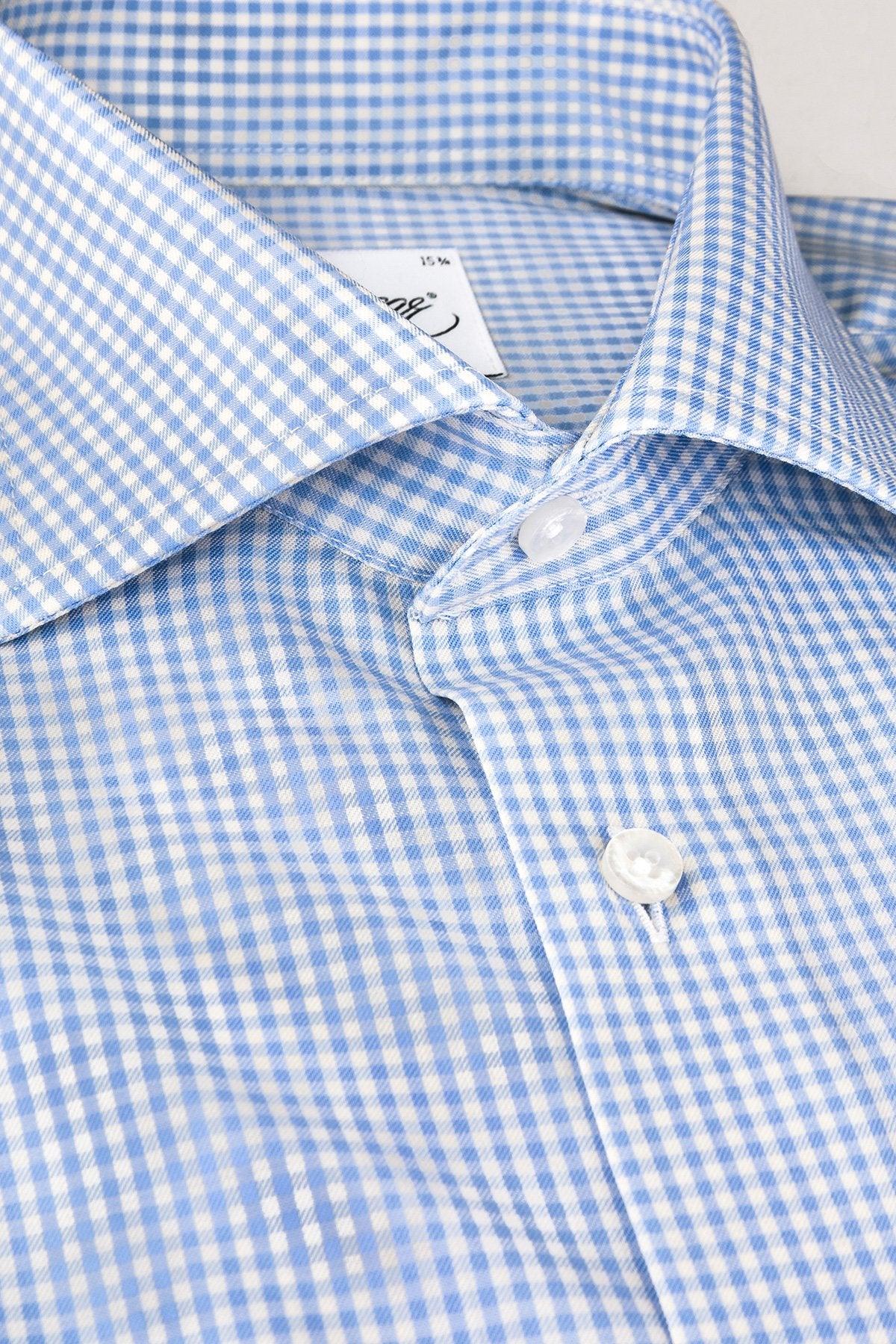 OSCAR OF SWEDEN - Chemise de laine mérinos - Bleu pâle - Regular Fit - Coupe Finale