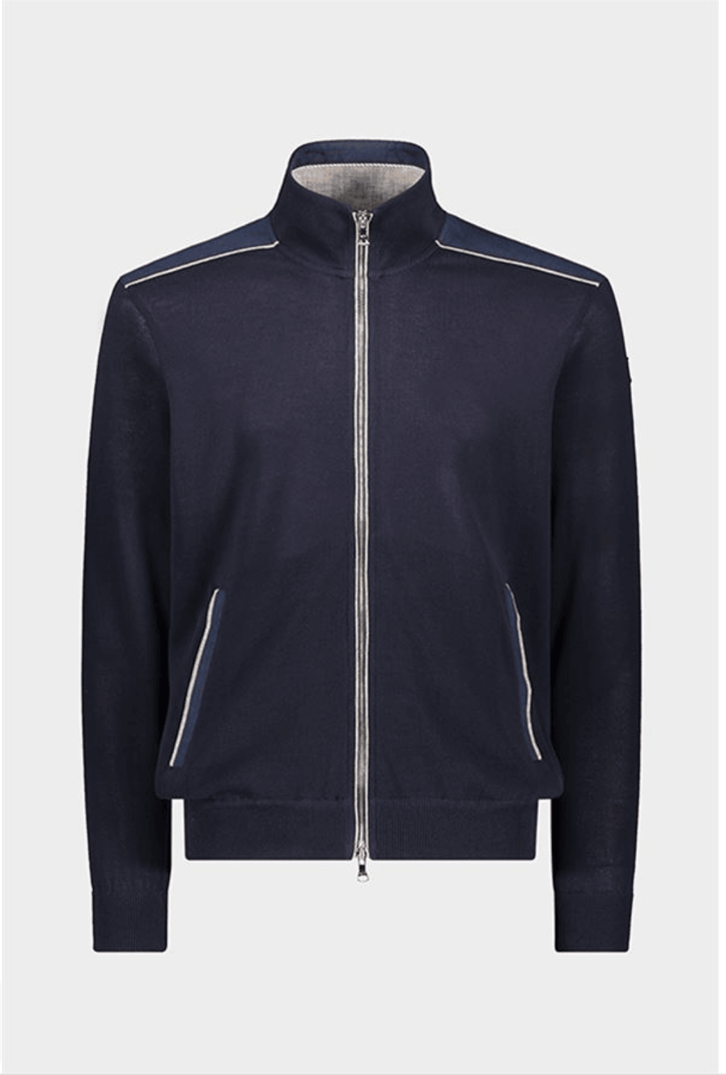 Paul & Shark - Cardigan zip de coton Fresco avec appliqués de lin - LE CAPITAINE D'A BORD