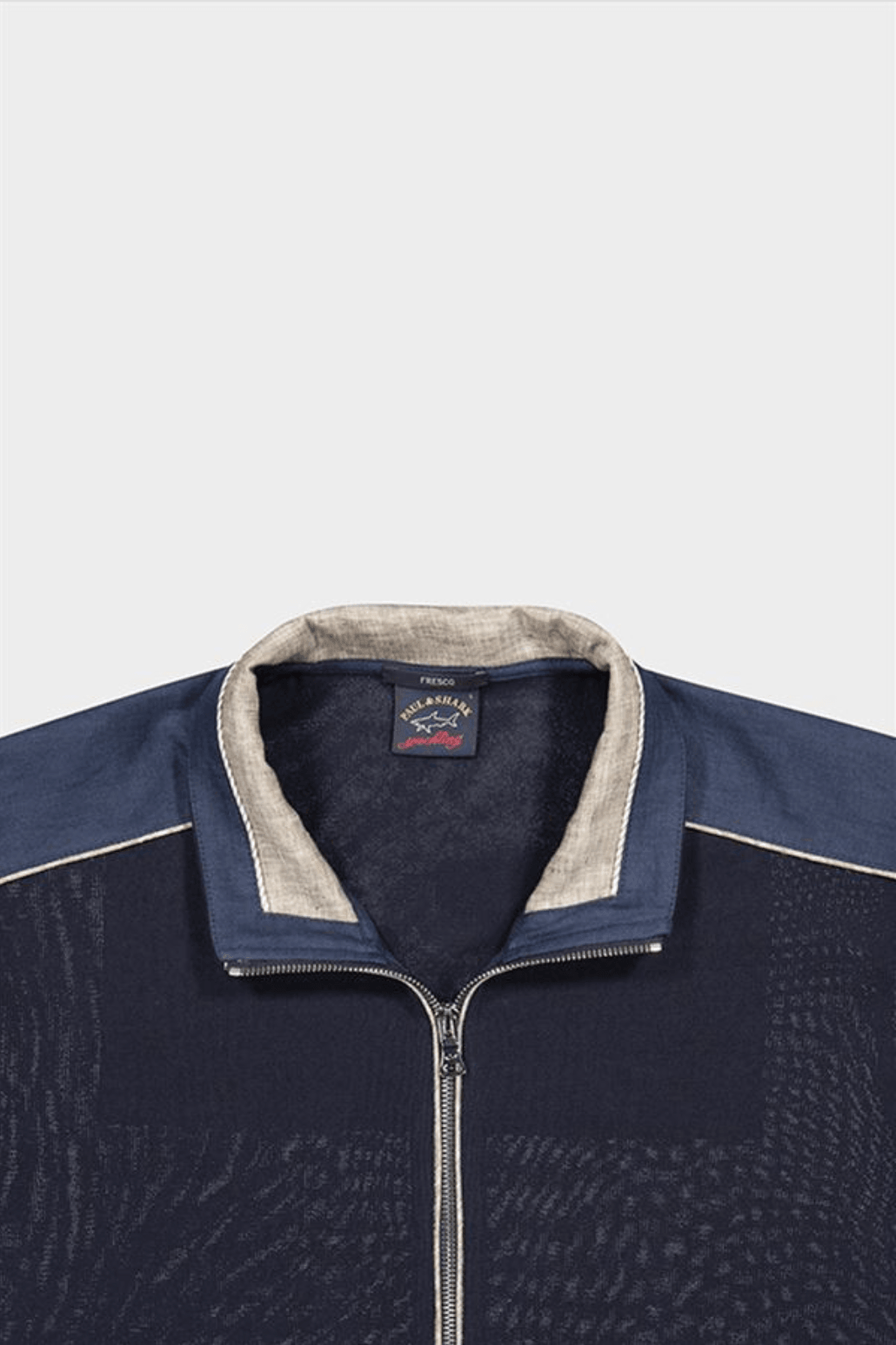 Paul & Shark - Cardigan zip de coton Fresco avec appliqués de lin - LE CAPITAINE D'A BORD